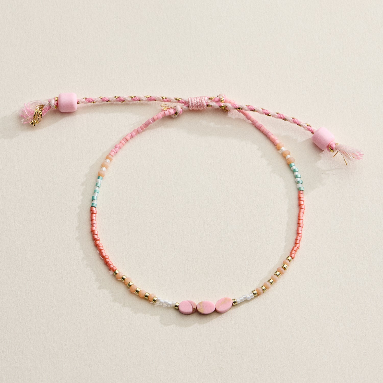 Beaded Adjustable Cord Anklet | Minimal Style
