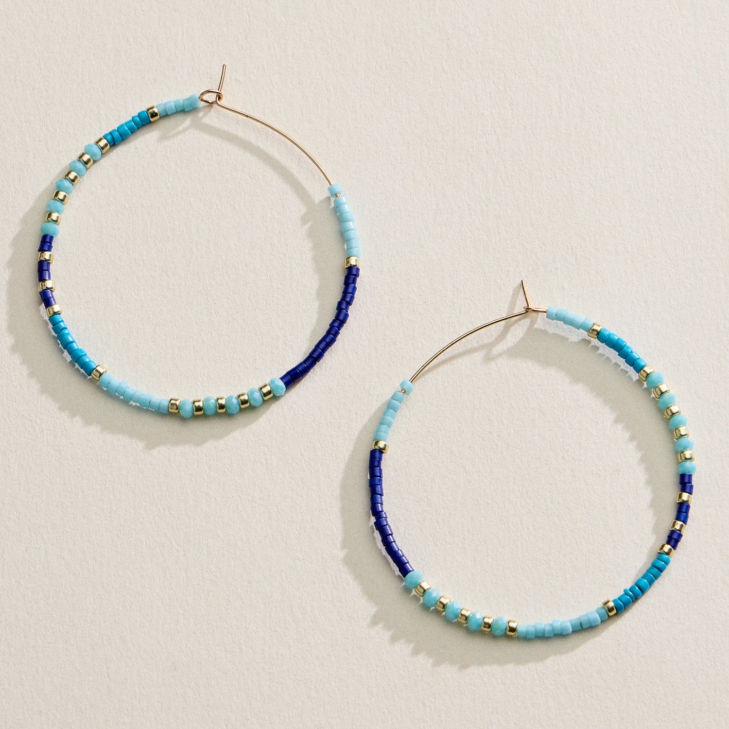 Boho Seed Bead Hoop Earrings | Gold Accent