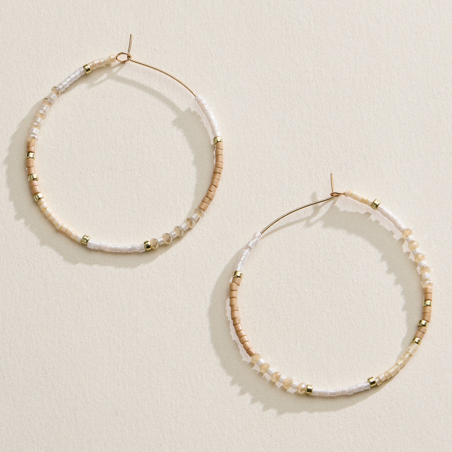 Boho Seed Bead Hoop Earrings | Gold Accent