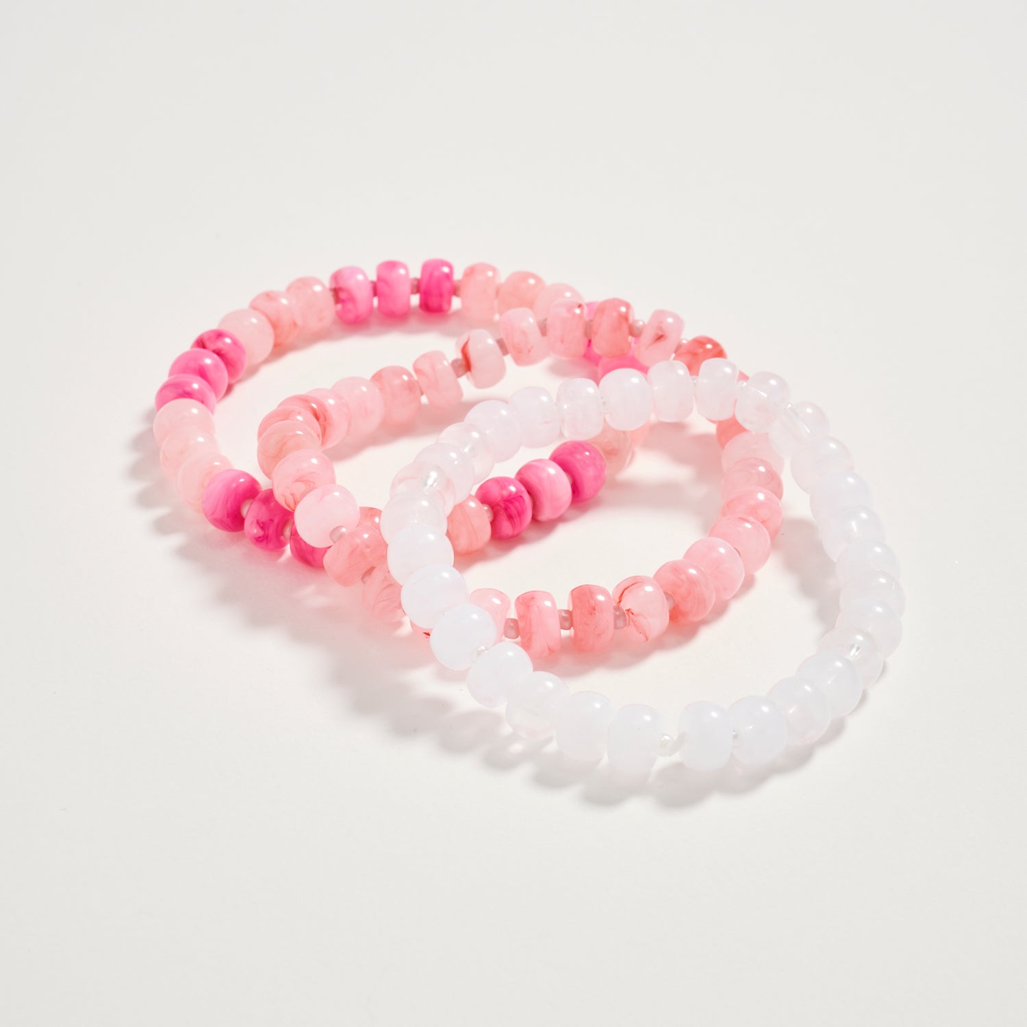 Triple Stack Stretch Bead Bracelet Set – Tumbled Stone Look Disc Beads, Colorful Layered Elastic Bracelets for Women - Frem