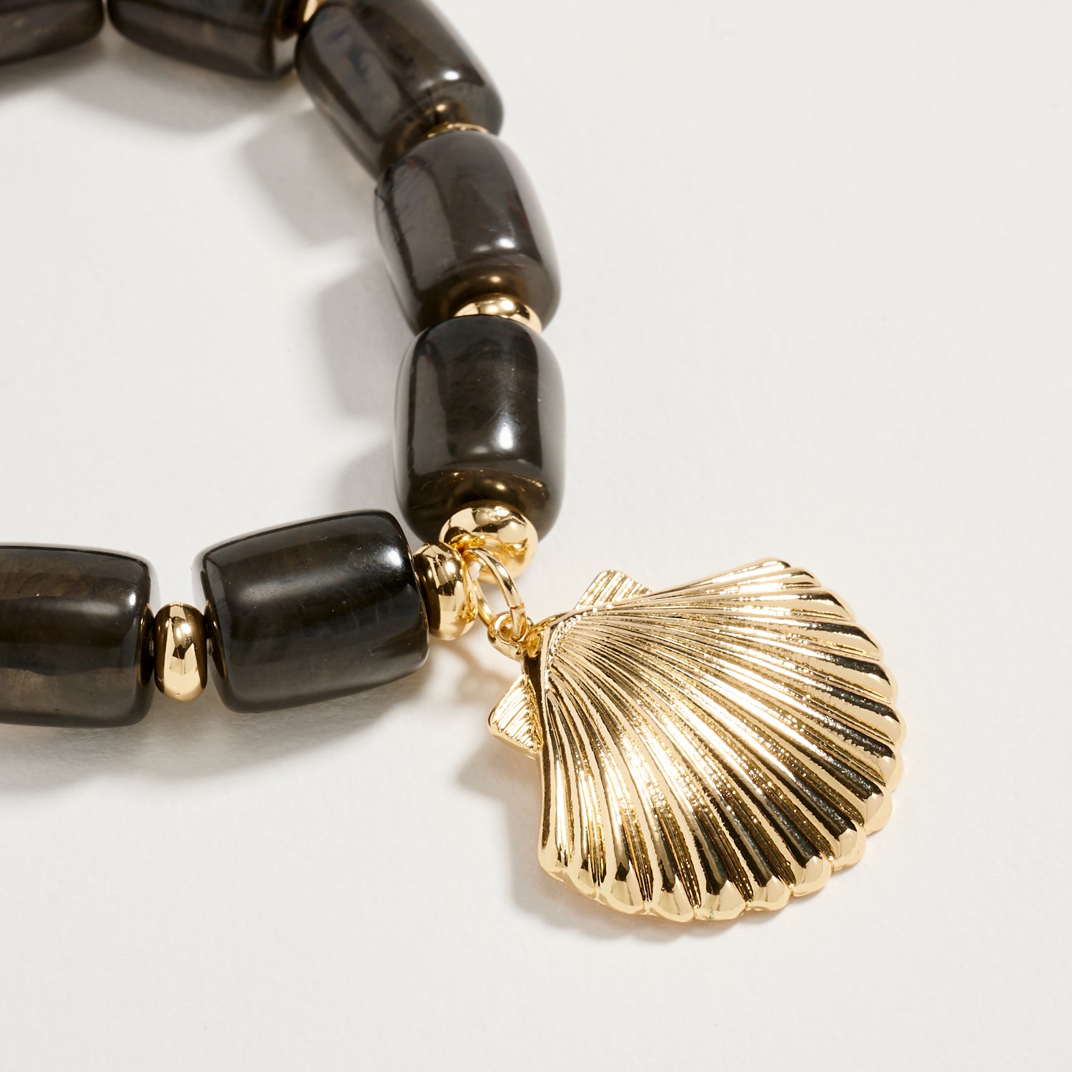 Gold Seashell Charm Beaded Bracelet – Colorful Stretch Bracelet for Women, Summer Beach Jewelry - Frem