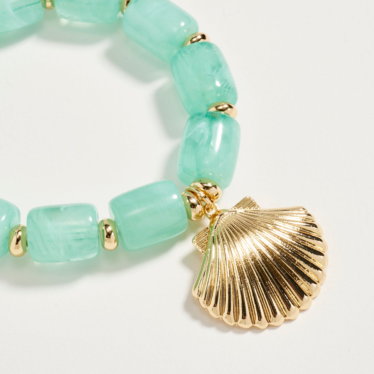 Gold Seashell Charm Beaded Bracelet – Colorful Stretch Bracelet for Women, Summer Beach Jewelry - Frem