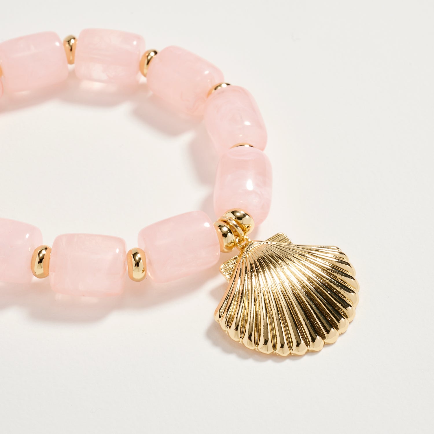 Gold Seashell Charm Beaded Bracelet – Colorful Stretch Bracelet for Women, Summer Beach Jewelry - Frem