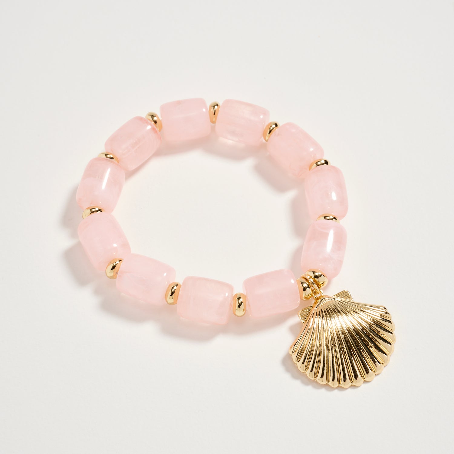 Gold Seashell Charm Beaded Bracelet – Colorful Stretch Bracelet for Women, Summer Beach Jewelry - Frem