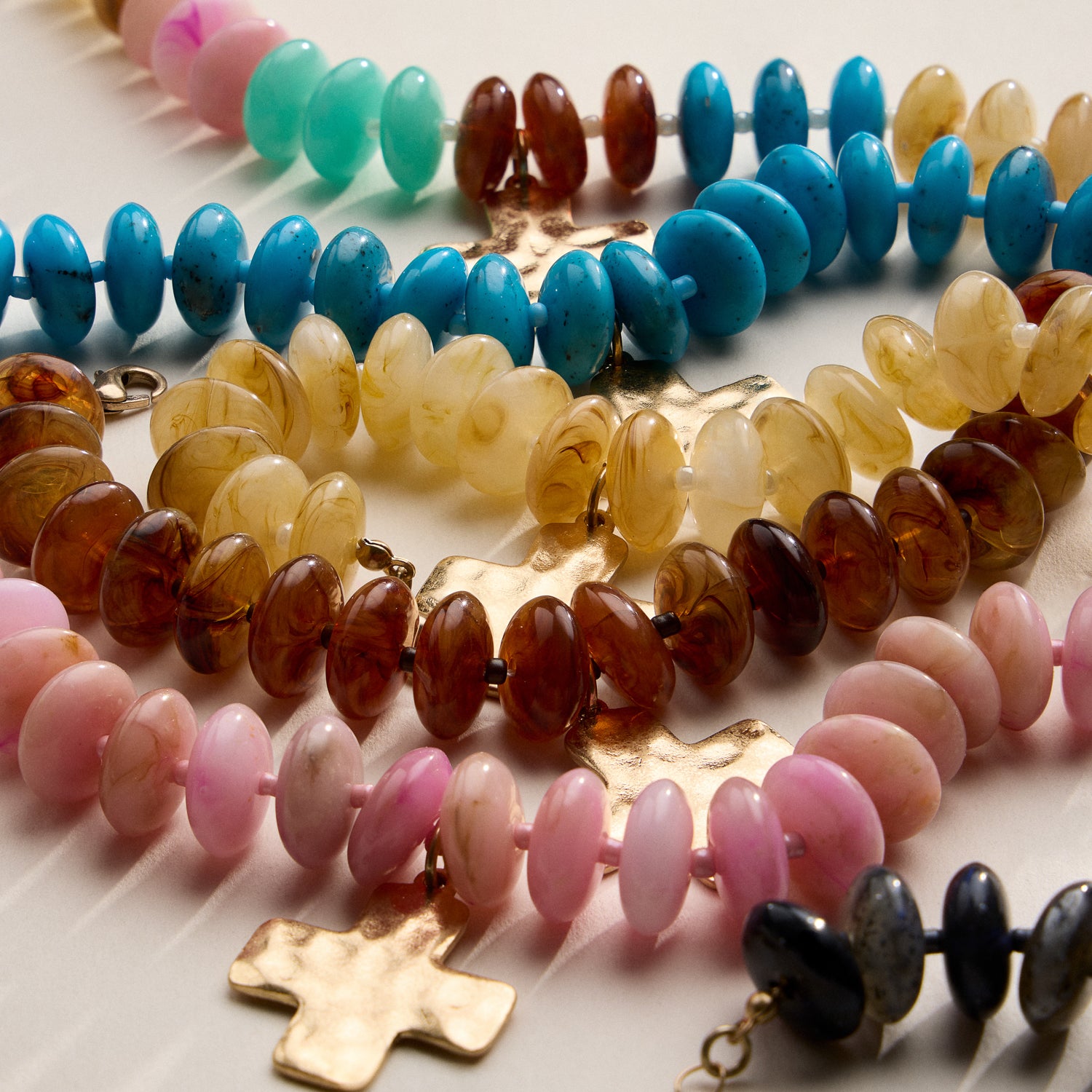 Beaded Cross Charm Bracelet | Colorful Bead Bracelet with Gold Cross Pendant