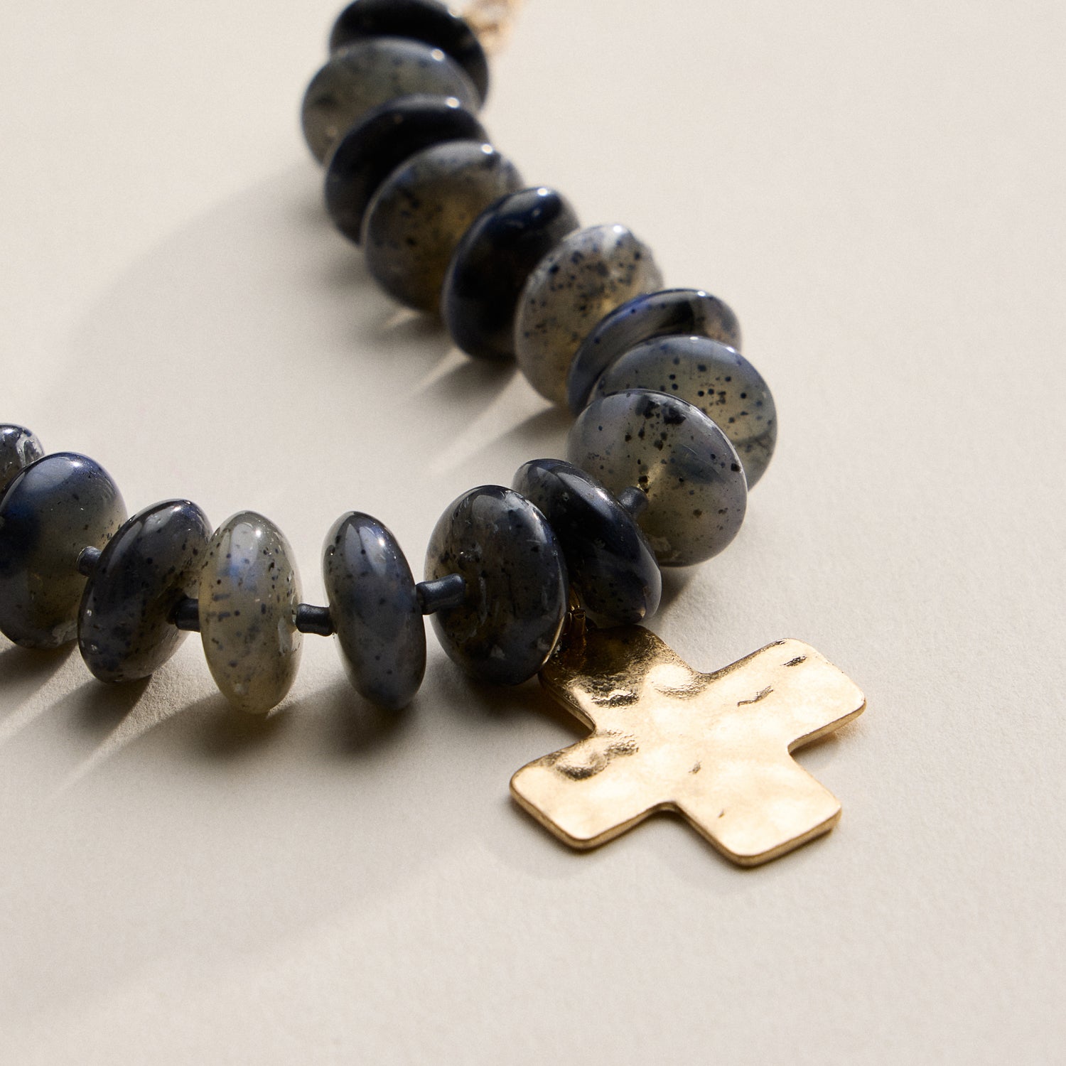 Beaded Cross Charm Bracelet | Colorful Bead Bracelet with Gold Cross Pendant
