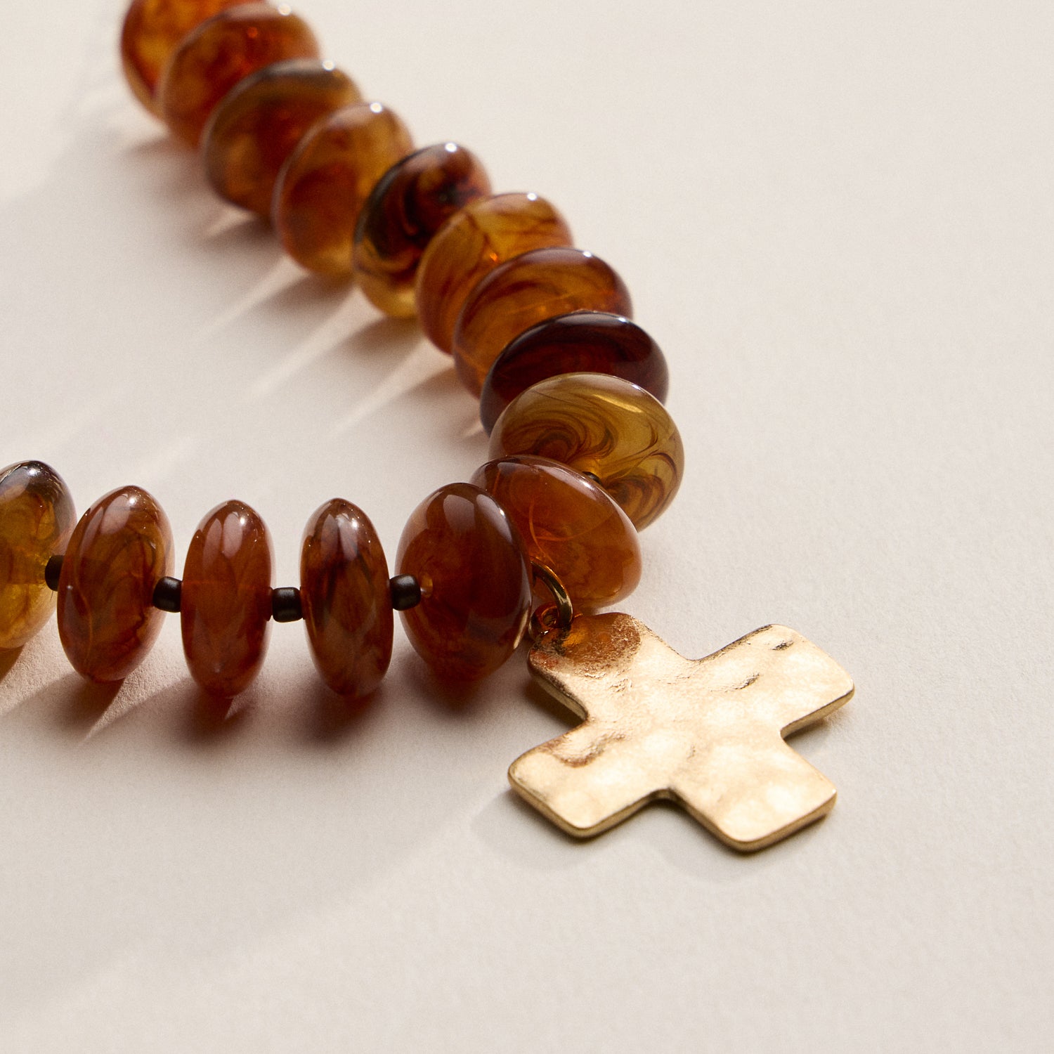 Beaded Cross Charm Bracelet | Colorful Bead Bracelet with Gold Cross Pendant