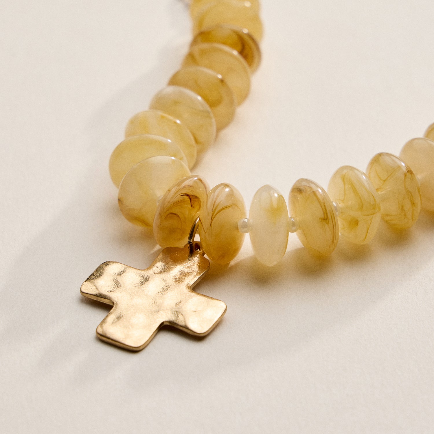Beaded Cross Charm Bracelet | Colorful Bead Bracelet with Gold Cross Pendant