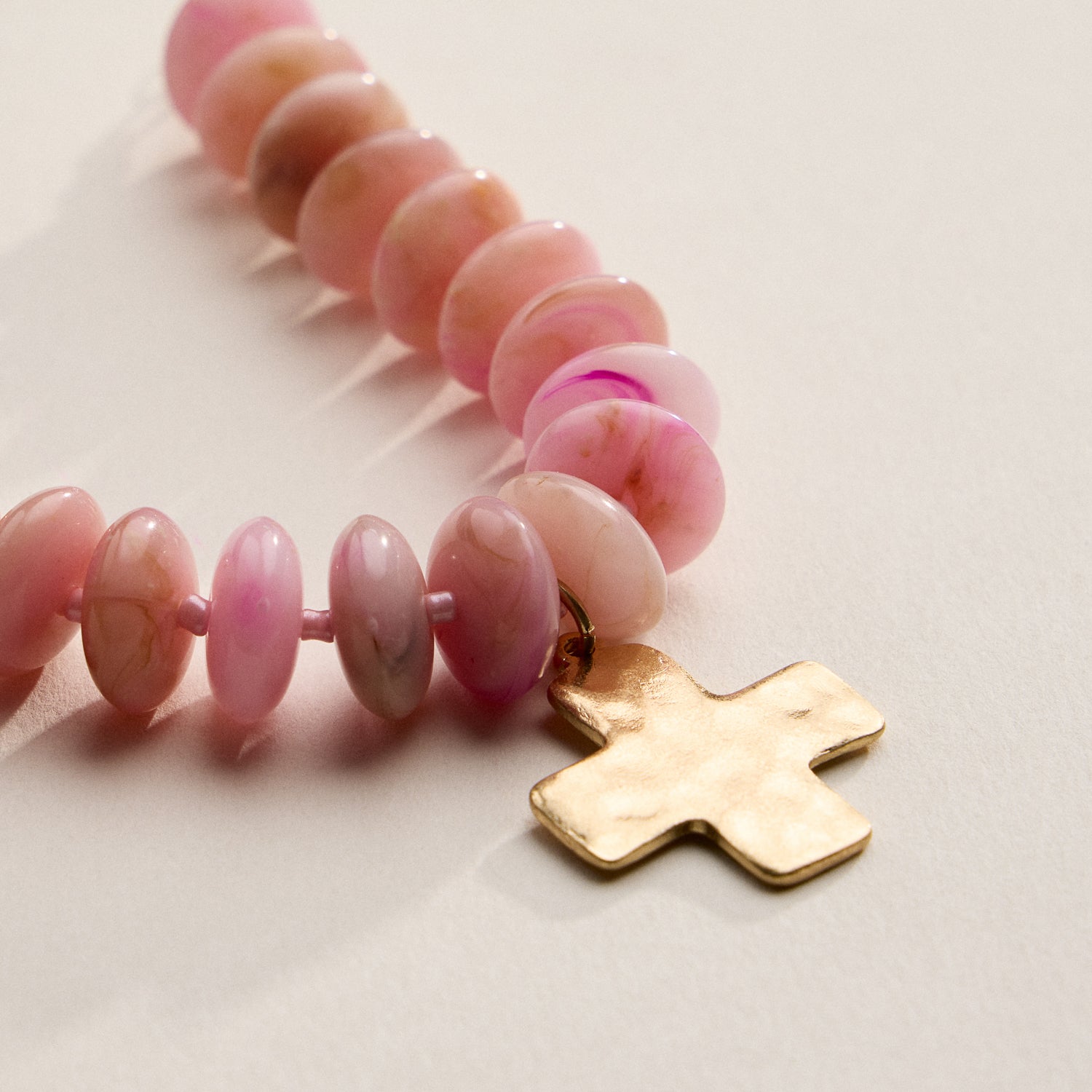 Beaded Cross Charm Bracelet | Colorful Bead Bracelet with Gold Cross Pendant