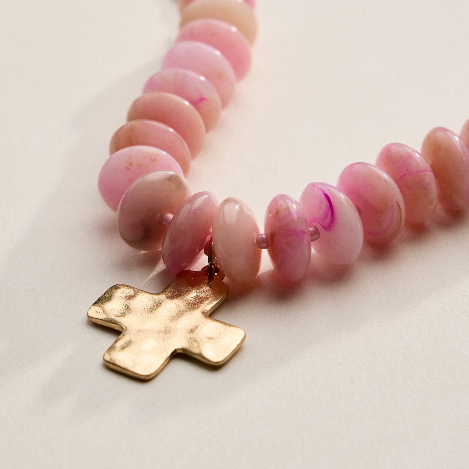 Beaded Cross Charm Bracelet | Colorful Bead Bracelet with Gold Cross Pendant