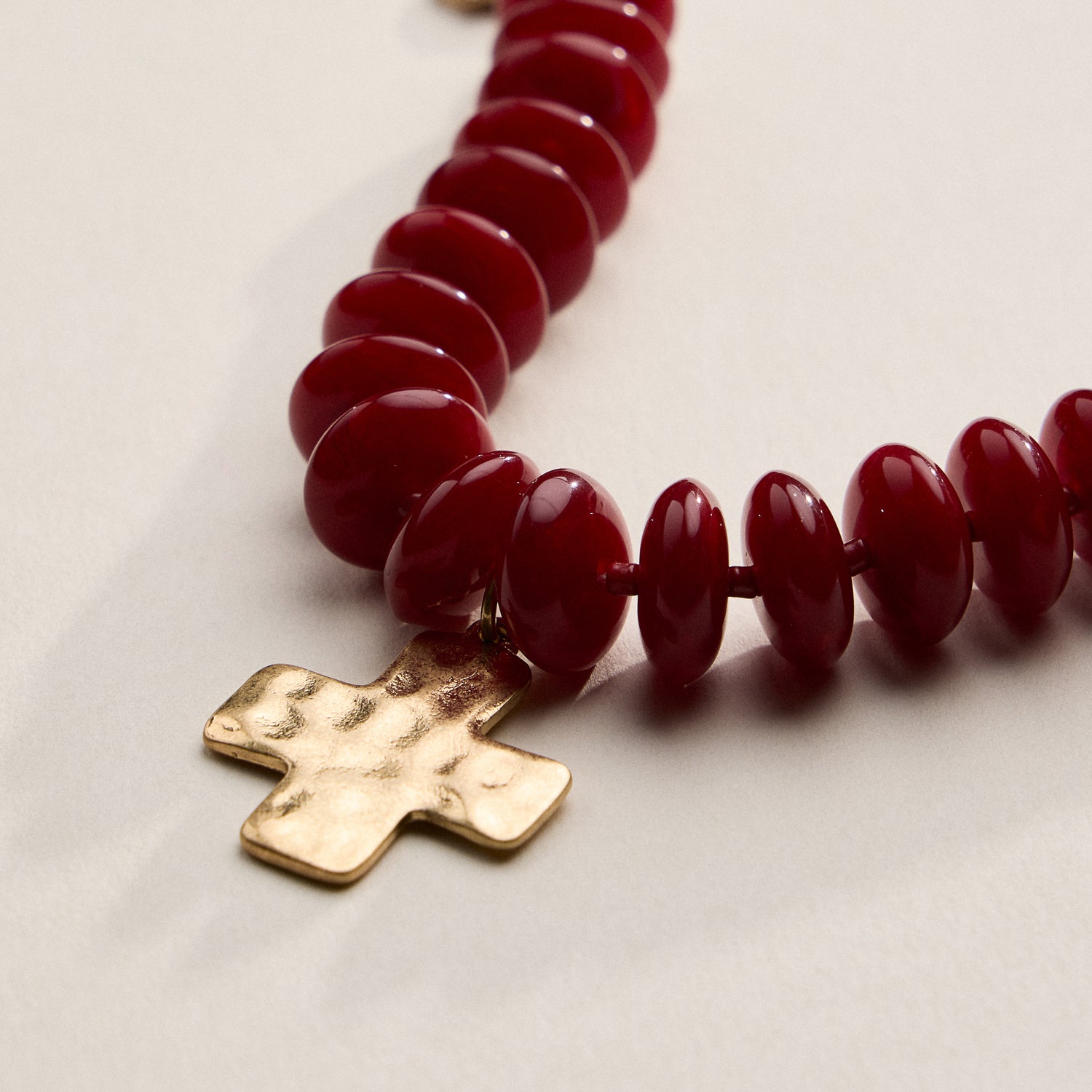 Beaded Cross Charm Bracelet | Colorful Bead Bracelet with Gold Cross Pendant