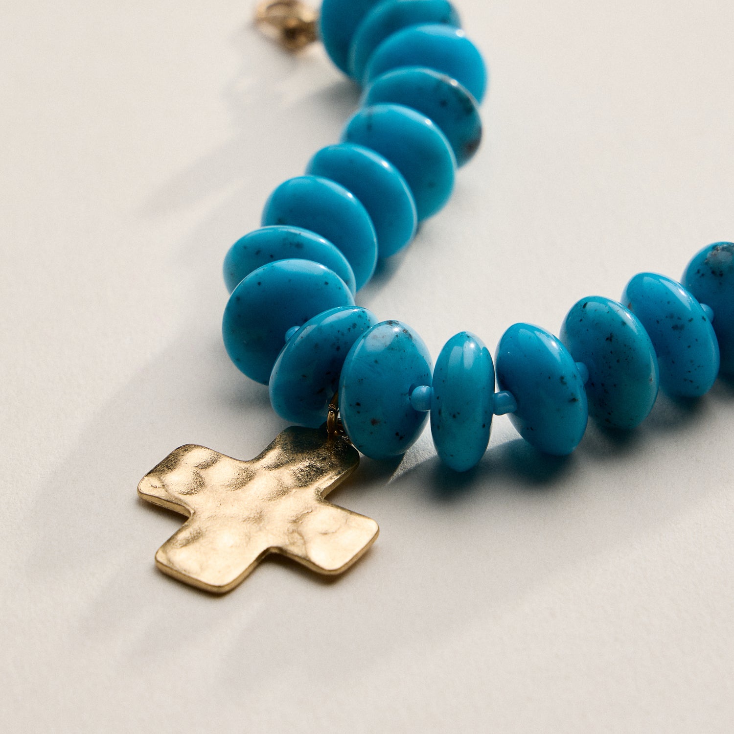 Beaded Cross Charm Bracelet | Colorful Bead Bracelet with Gold Cross Pendant