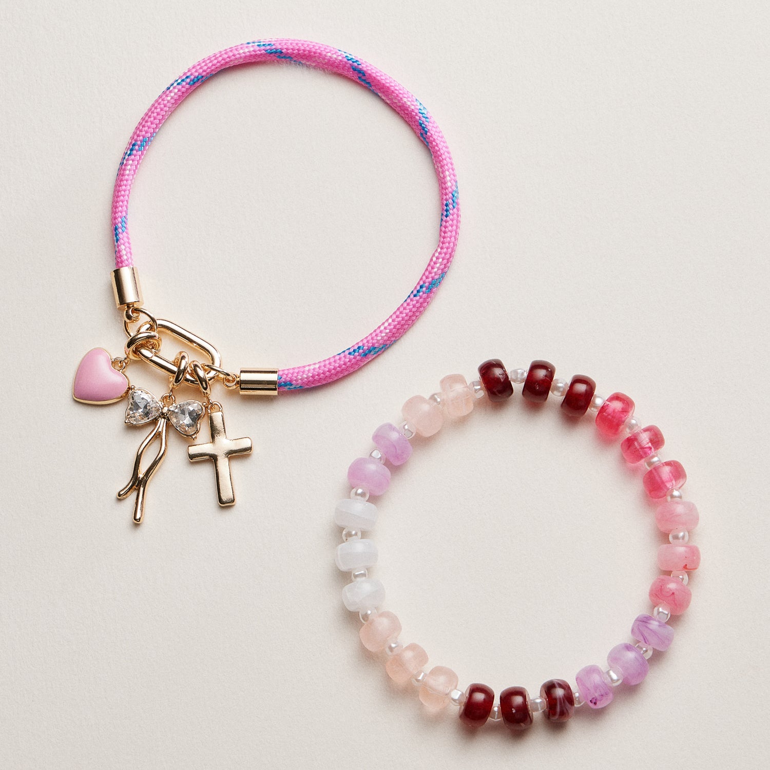 Beaded Rope Charm Bracelet Set | Summer Stack