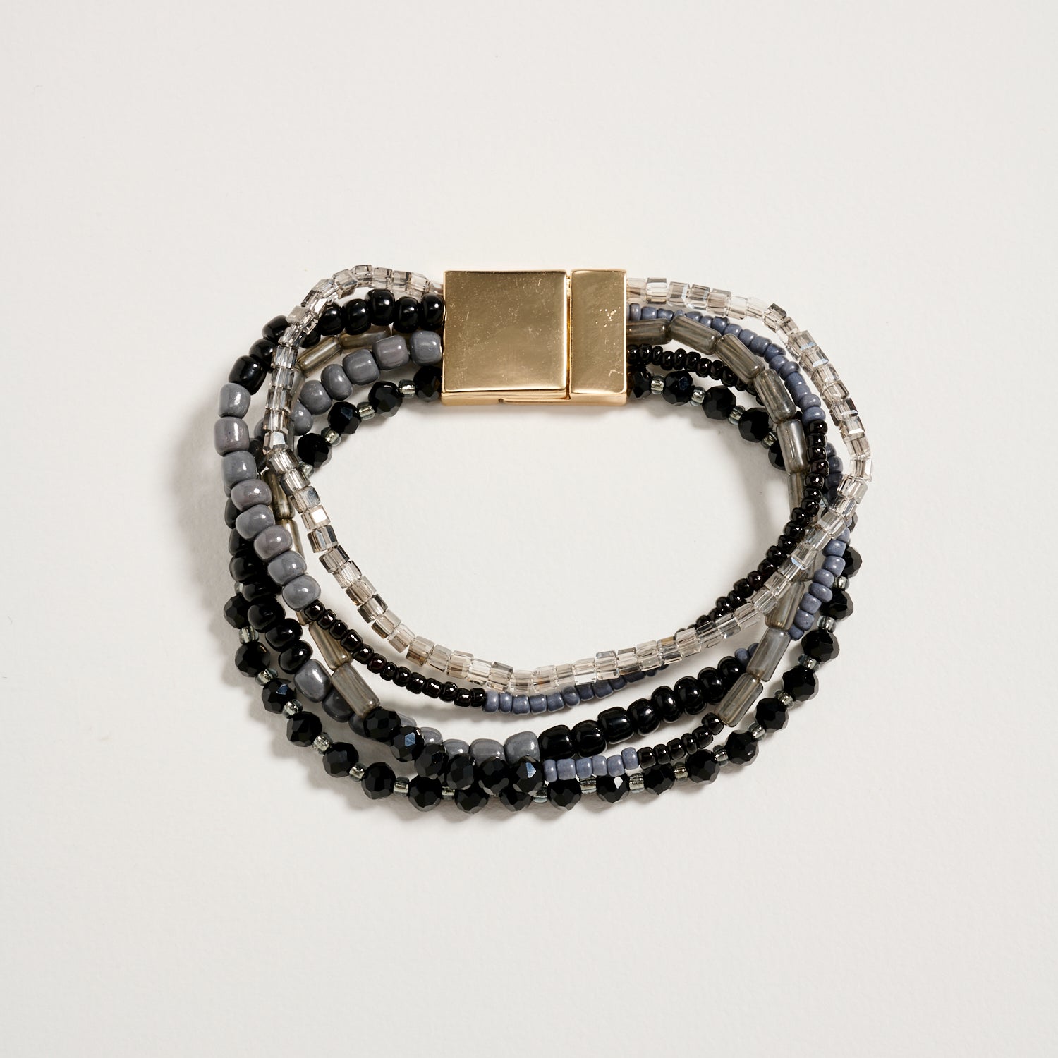 Multilayer Blue Beaded Bracelet with Gold Magnetic Clasp – Boho Stack Stretch Bracelet for Women - Frem