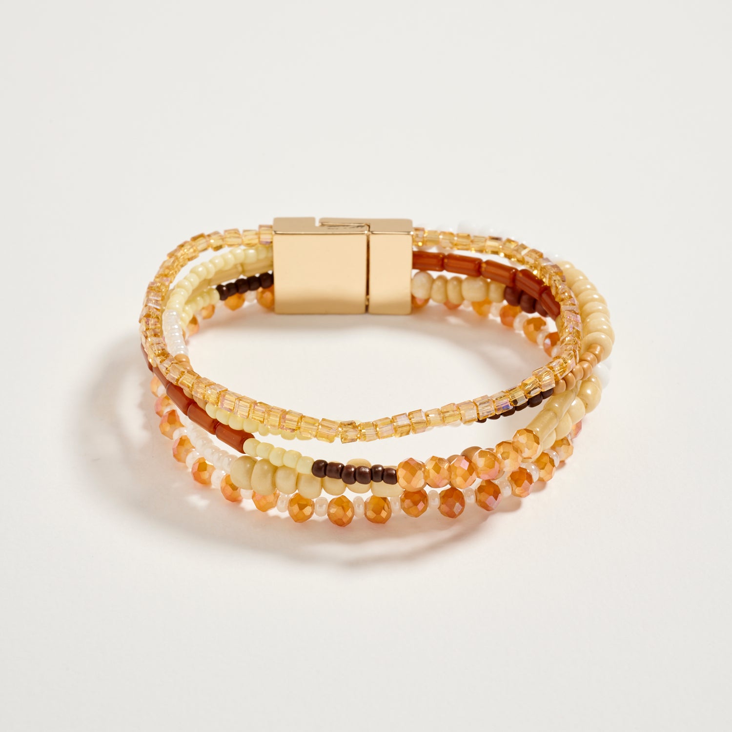 Multilayer Blue Beaded Bracelet with Gold Magnetic Clasp – Boho Stack Stretch Bracelet for Women - Frem