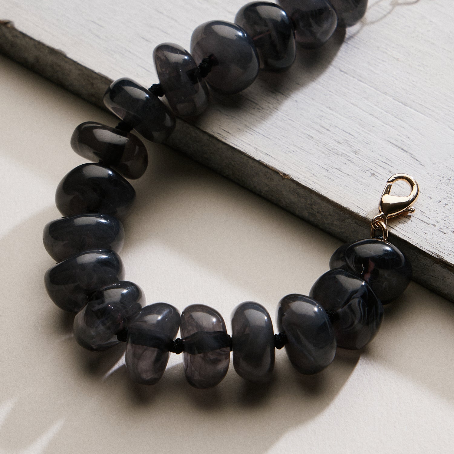 Natural Stone Beaded Bracelet | Smooth Round Beads