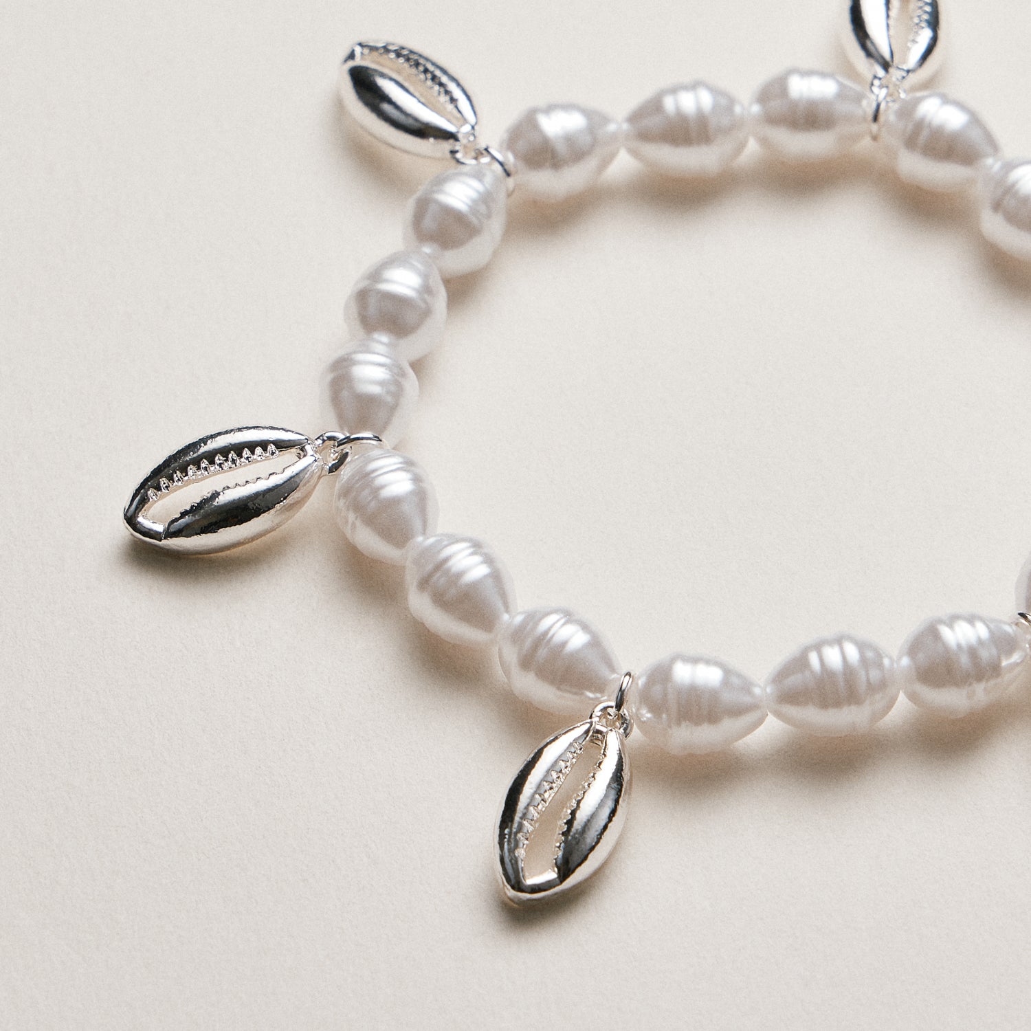 Pearl Cowrie Shell Bracelet — Gold and Silver Accent