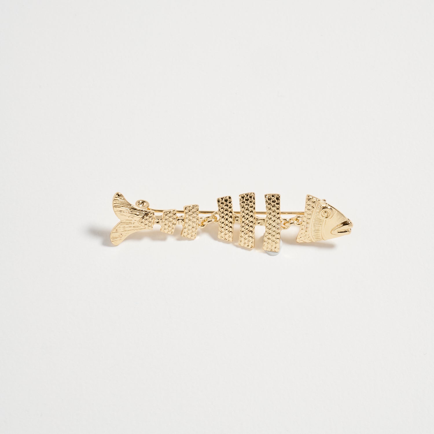 Gold Fish Bone Brooch Pin – Textured Statement Lapel Pin for Women & Men - Frem