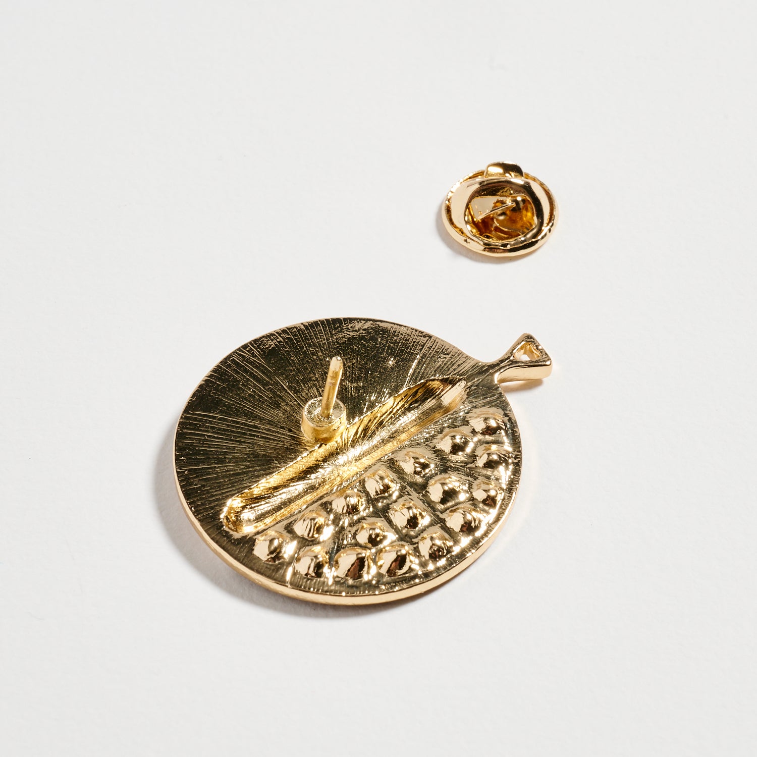 Gold Tone Caviar Acorn Brooch | Brown Crystal Pave