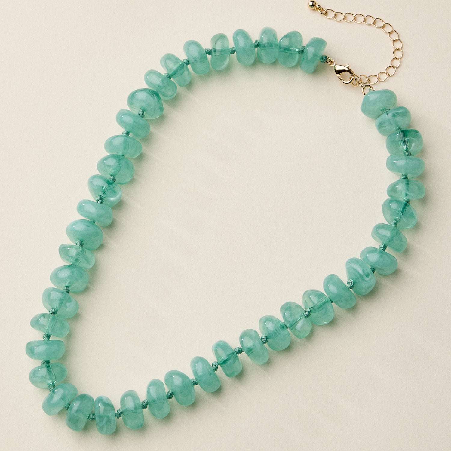 Chunky Translucent Glass Bead Necklace with Adjustable Chain – Handmade Statement Jewelry