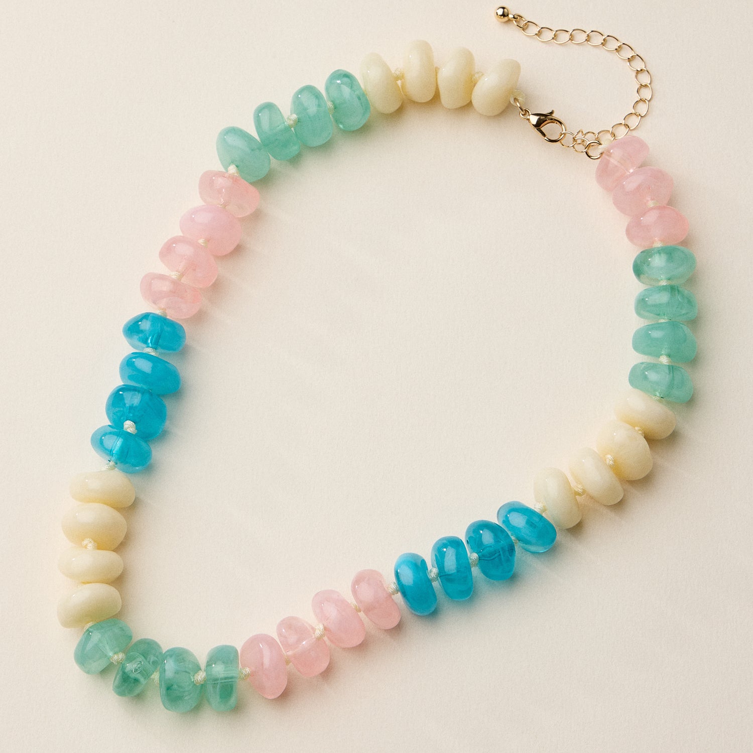 Chunky Translucent Glass Bead Necklace with Adjustable Chain – Handmade Statement Jewelry