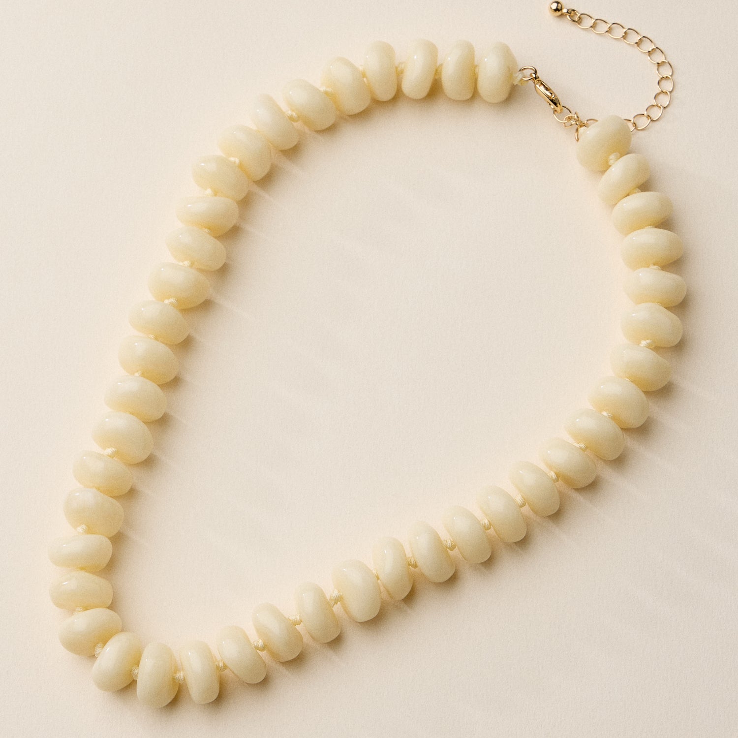 Chunky Translucent Glass Bead Necklace with Adjustable Chain – Handmade Statement Jewelry