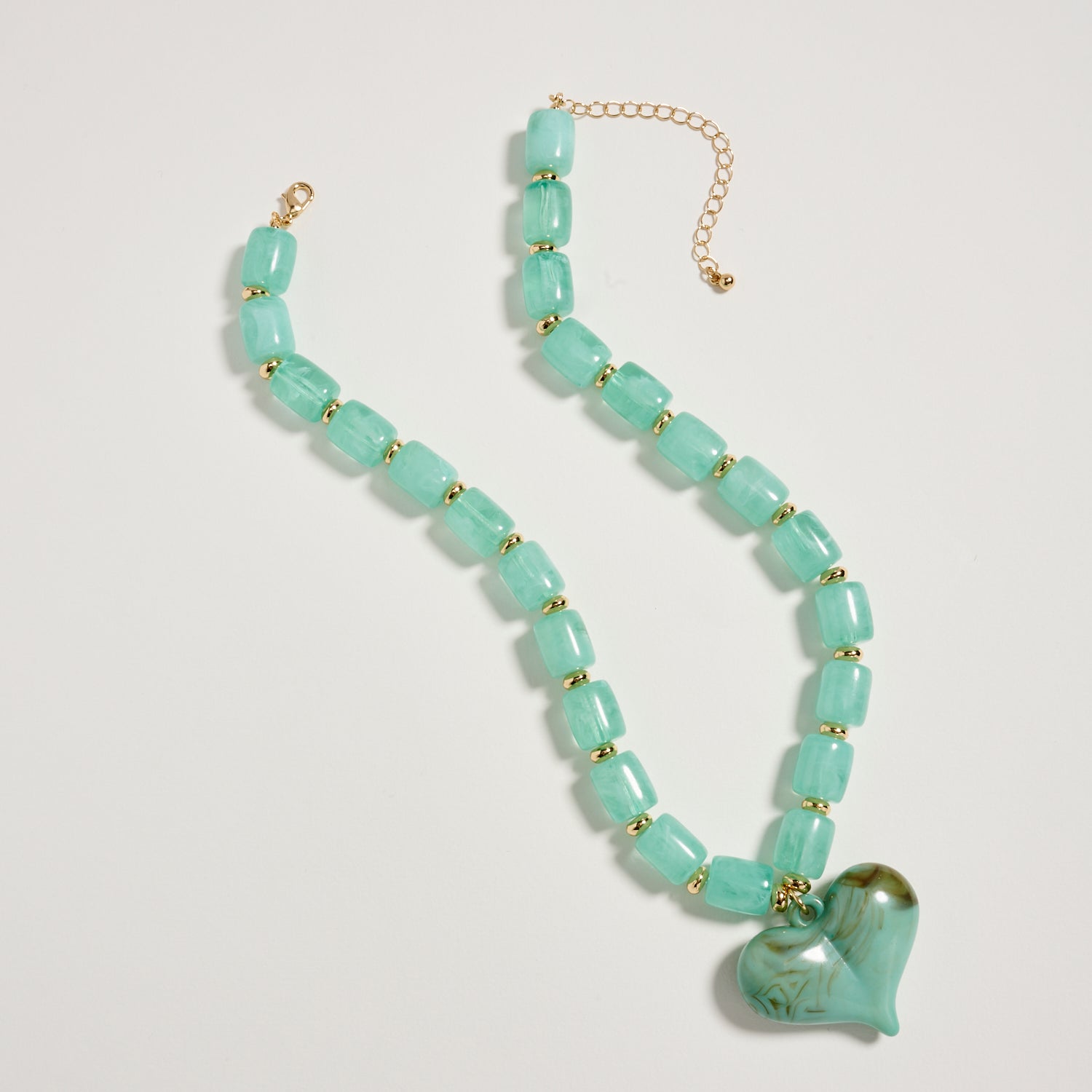 Colorful Beaded Heart Necklace – Multi-Color Barrel Bead Statement Necklace for Women - Frem