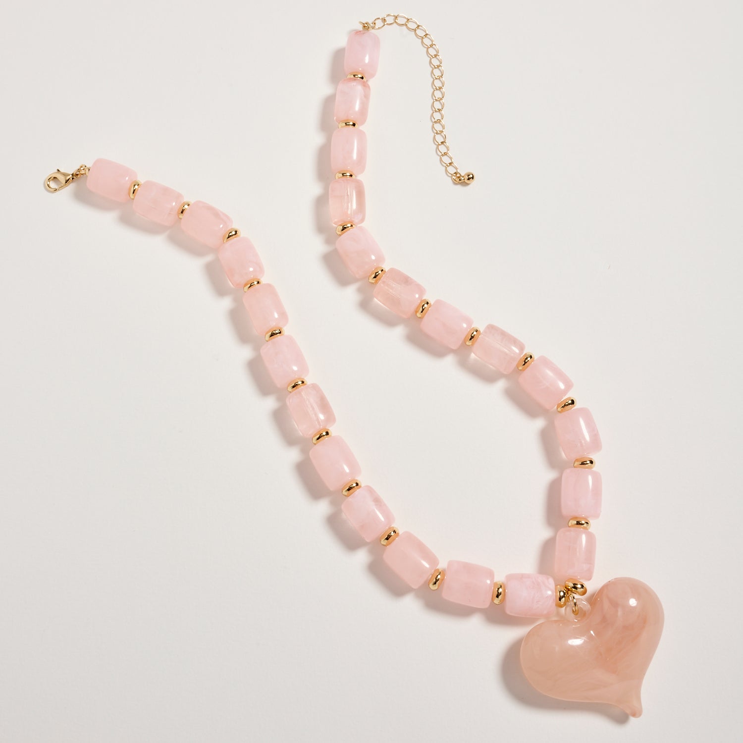 Colorful Beaded Heart Necklace – Multi-Color Barrel Bead Statement Necklace for Women - Frem