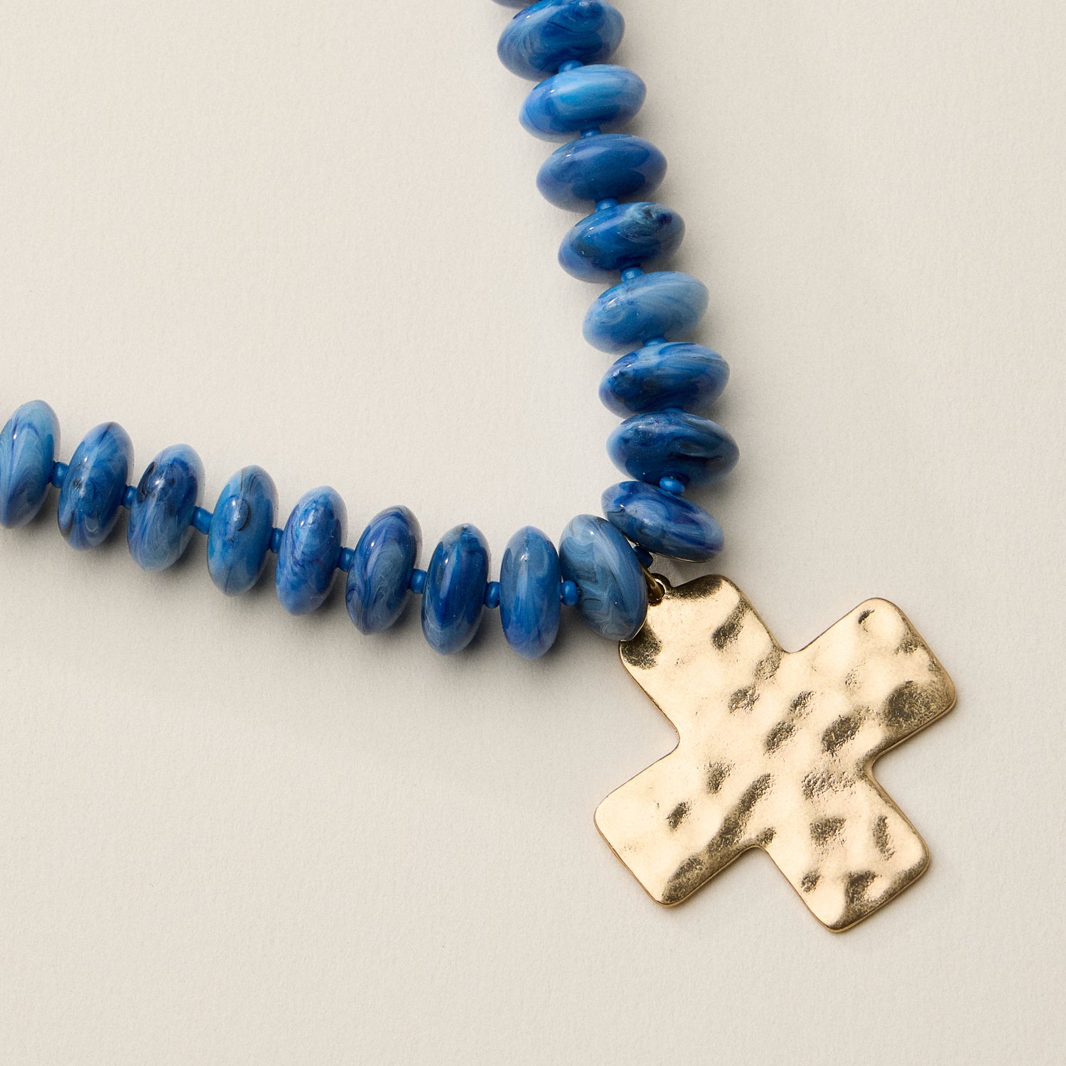Beaded Cross Pendant Necklace for Women | Colorful Bead Necklace with Gold Cross Charm