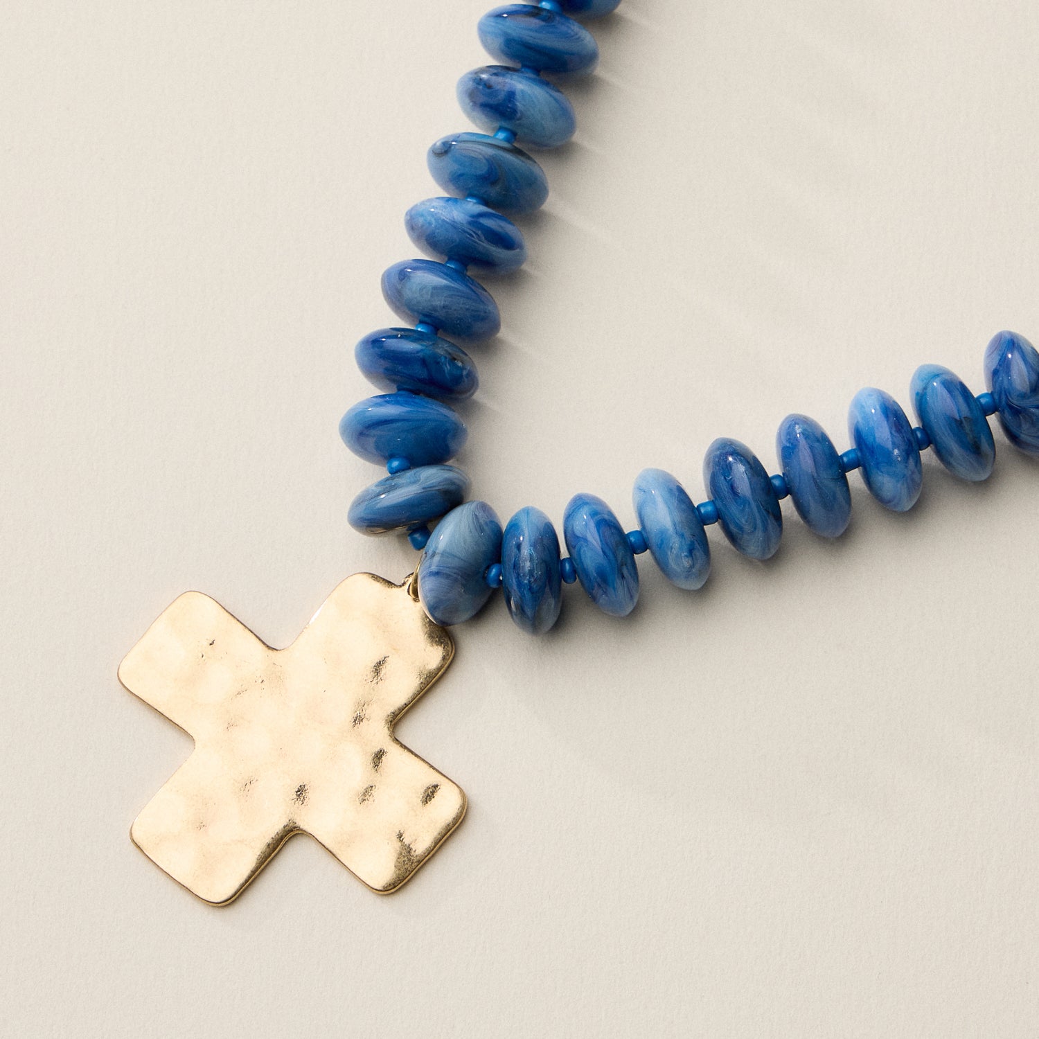 Beaded Cross Pendant Necklace for Women | Colorful Bead Necklace with Gold Cross Charm