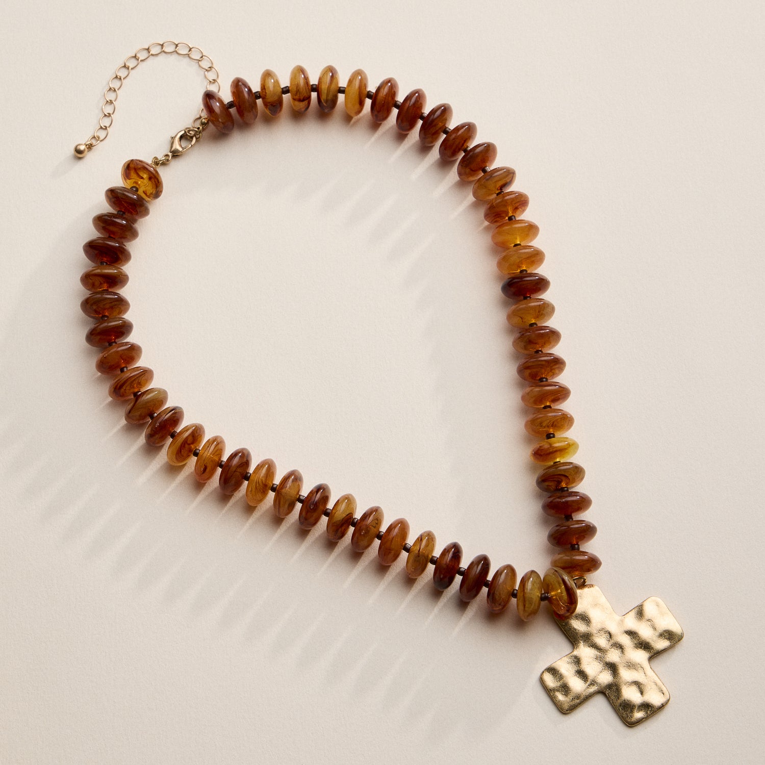 Beaded Cross Pendant Necklace for Women | Colorful Bead Necklace with Gold Cross Charm