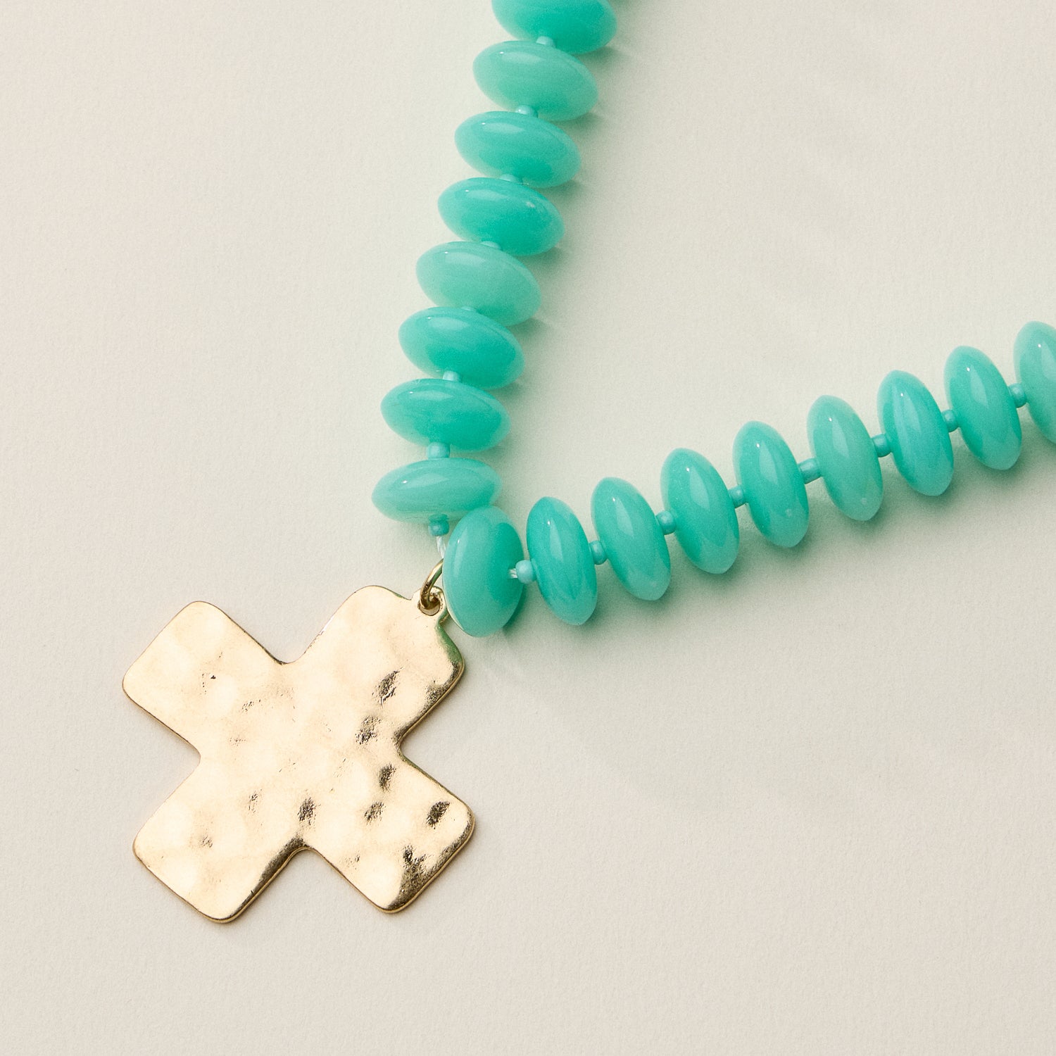 Beaded Cross Pendant Necklace for Women | Colorful Bead Necklace with Gold Cross Charm