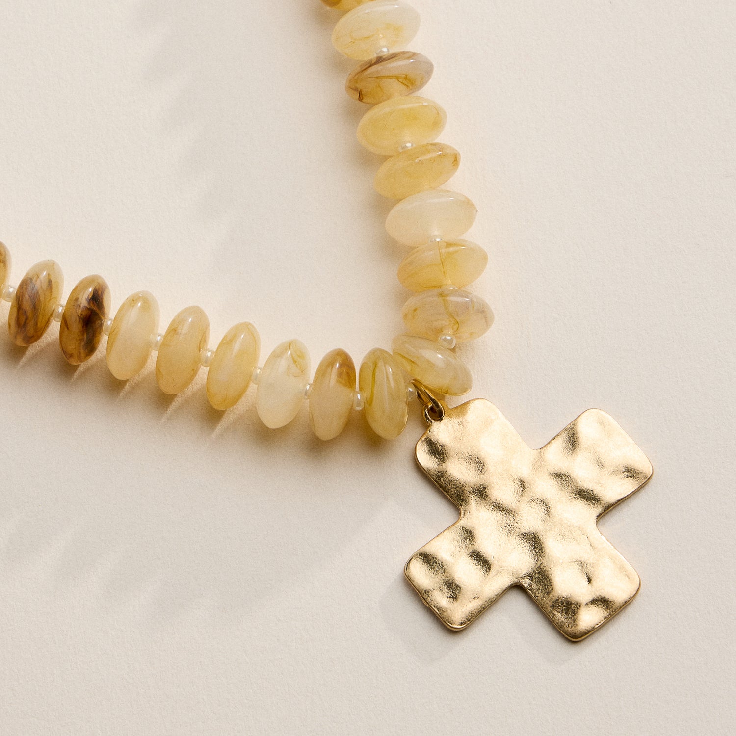 Beaded Cross Pendant Necklace for Women | Colorful Bead Necklace with Gold Cross Charm