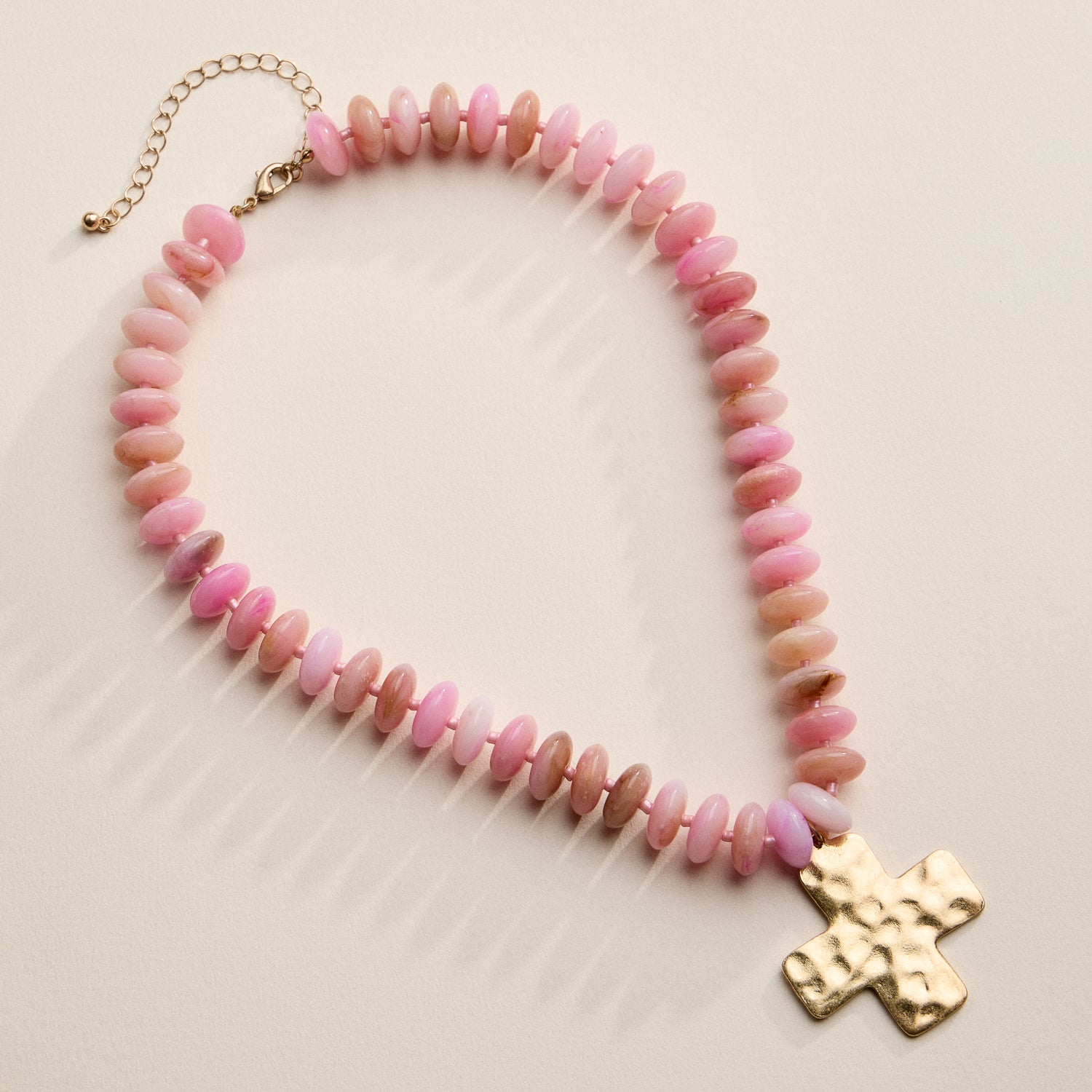 Beaded Cross Pendant Necklace for Women | Colorful Bead Necklace with Gold Cross Charm