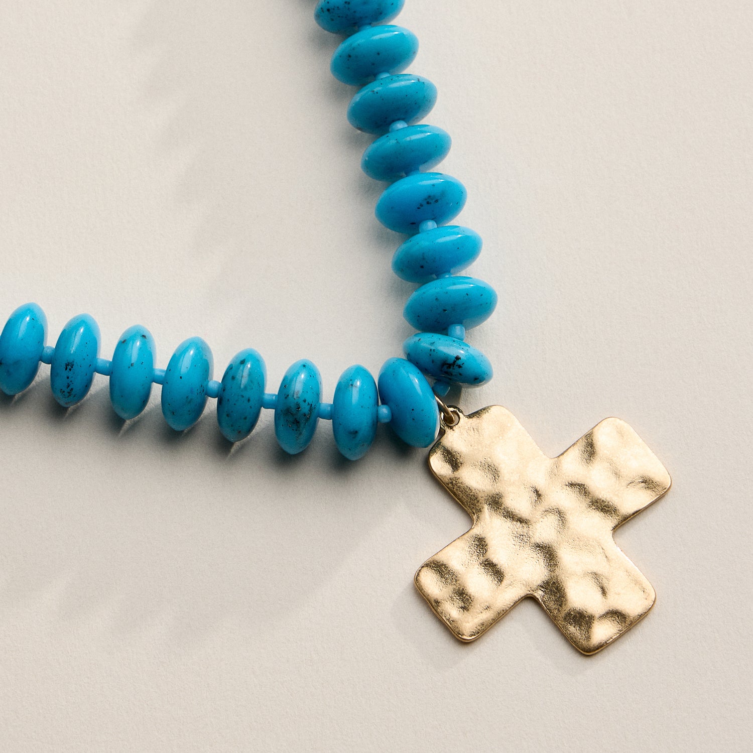 Beaded Cross Pendant Necklace for Women | Colorful Bead Necklace with Gold Cross Charm