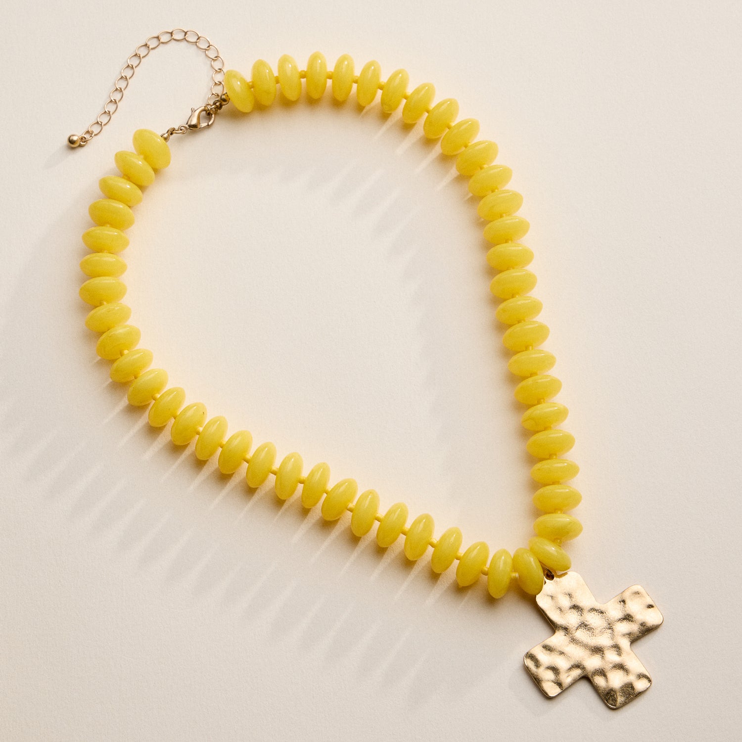 Beaded Cross Pendant Necklace for Women | Colorful Bead Necklace with Gold Cross Charm