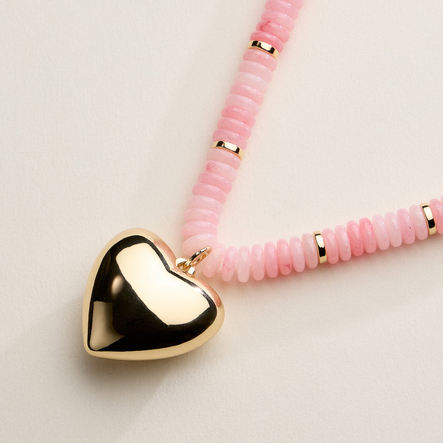 Gold Heart Pendant Beaded Necklace – Colorful Stone Choker with Adjustable Chain - Frem