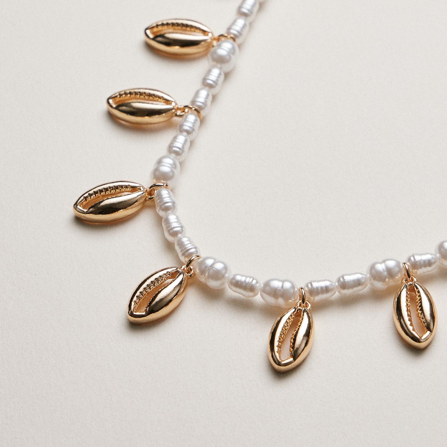 Pearl Cowrie Shell Charm Necklace—Coastal Beach