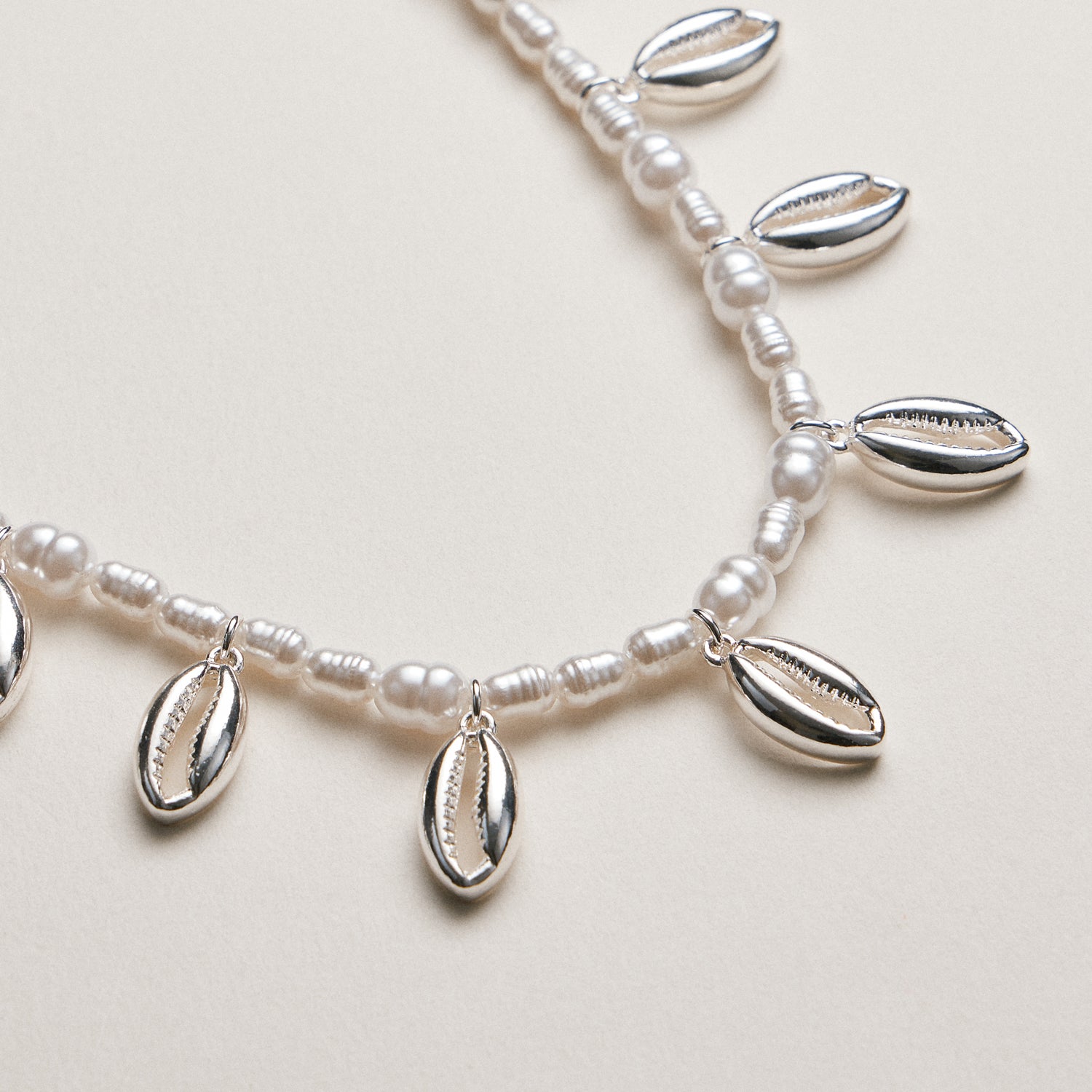 Pearl Cowrie Shell Charm Necklace—Coastal Beach