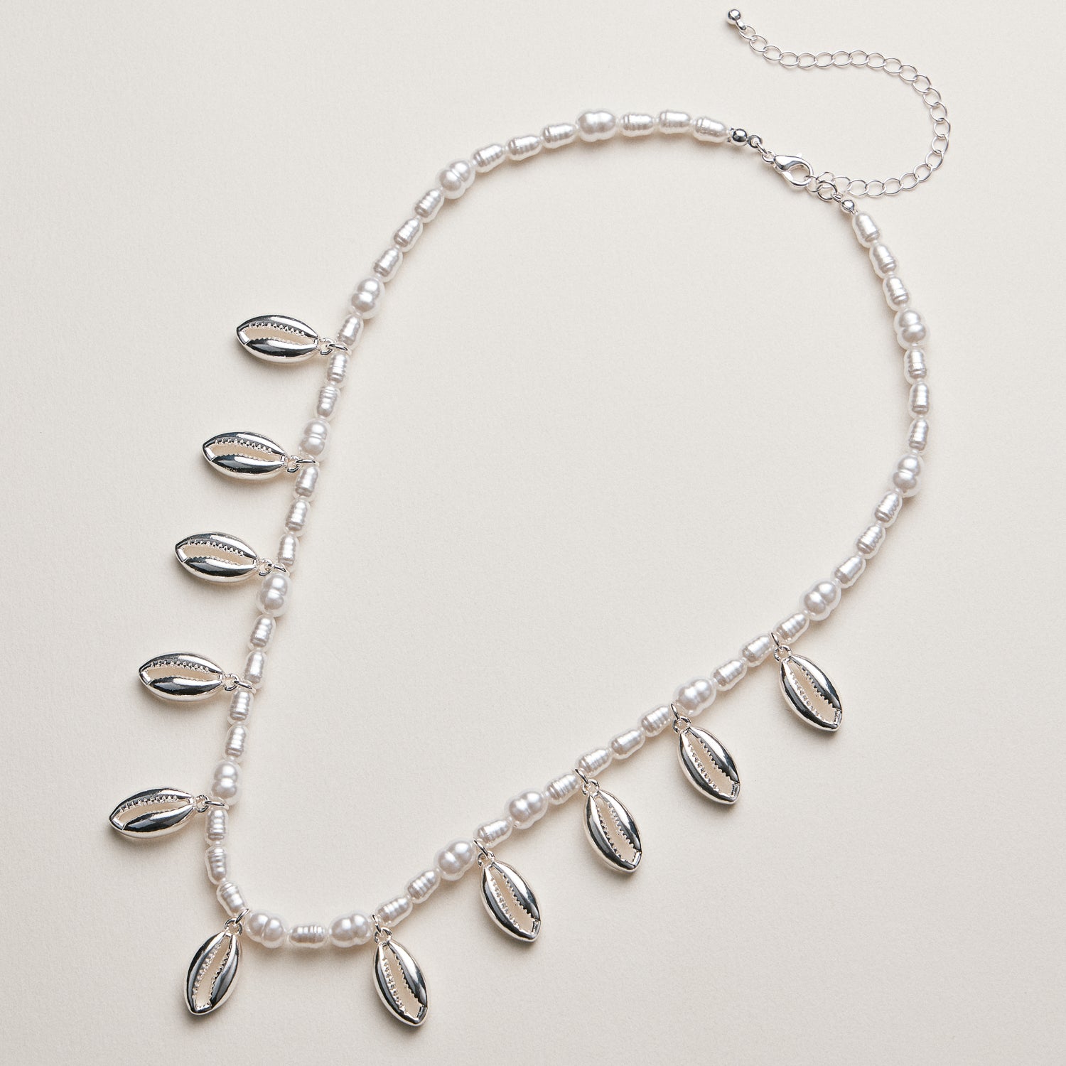 Pearl Cowrie Shell Charm Necklace—Coastal Beach