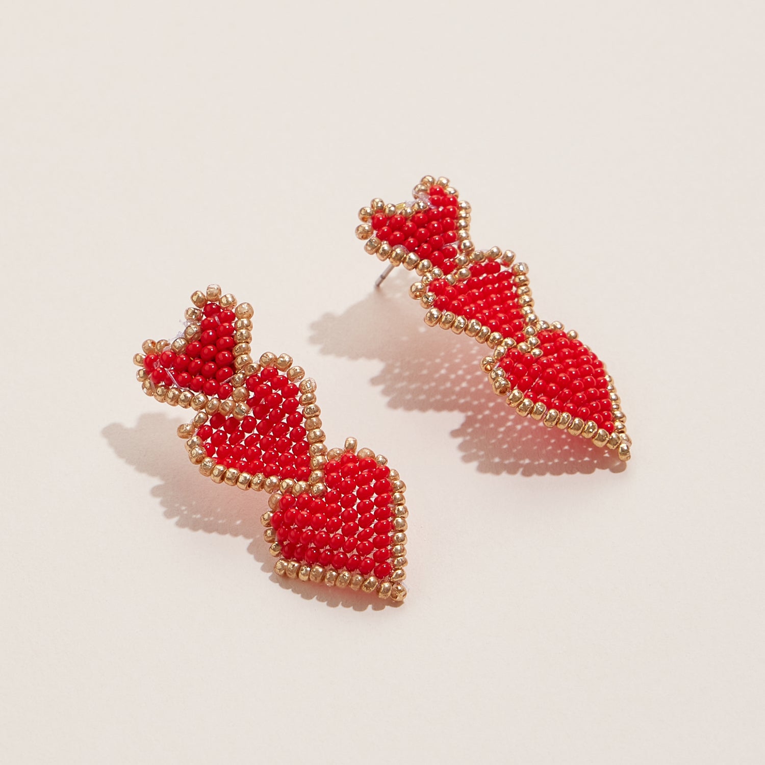 Triple Heart Beaded Drop Earrings - Frem
