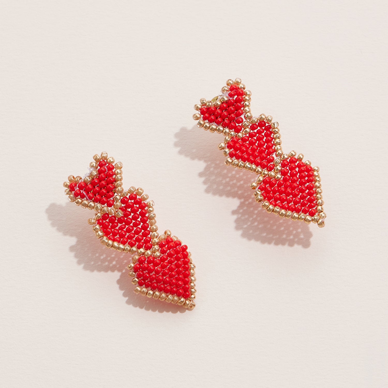 Triple Heart Beaded Drop Earrings - Frem