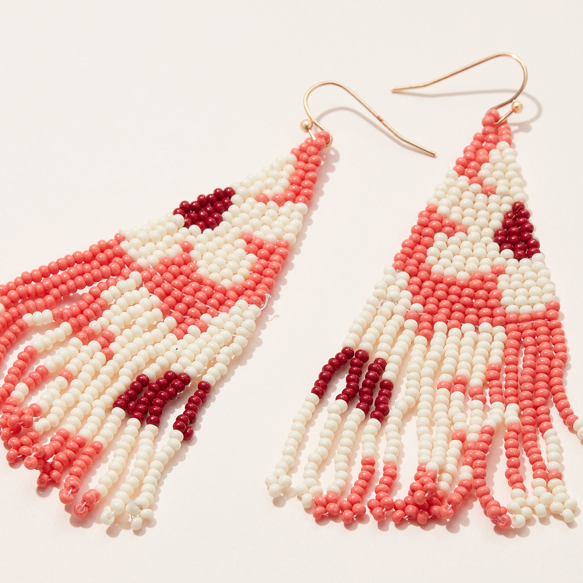 Flower Seed Bead Fringe Earrings