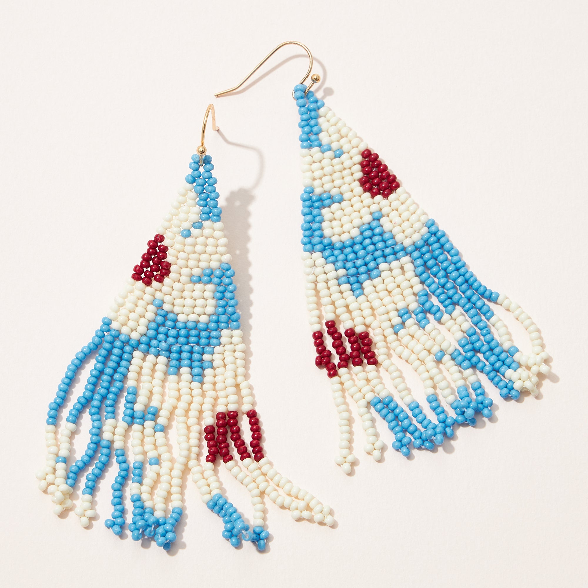Flower Seed Bead Fringe Earrings
