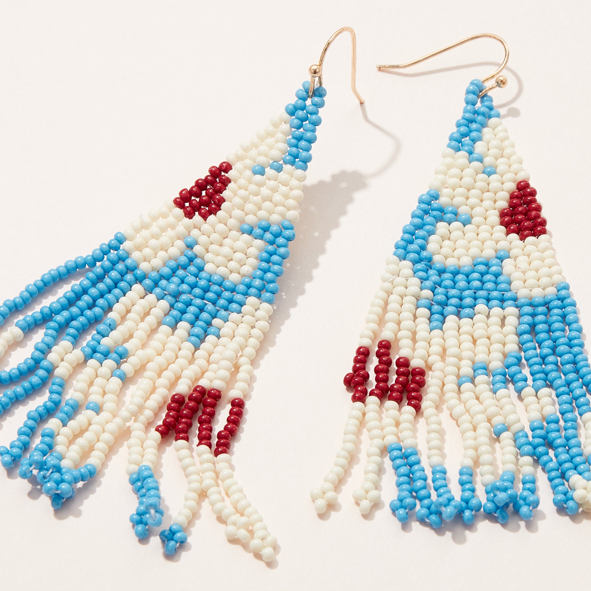 Flower Seed Bead Fringe Earrings
