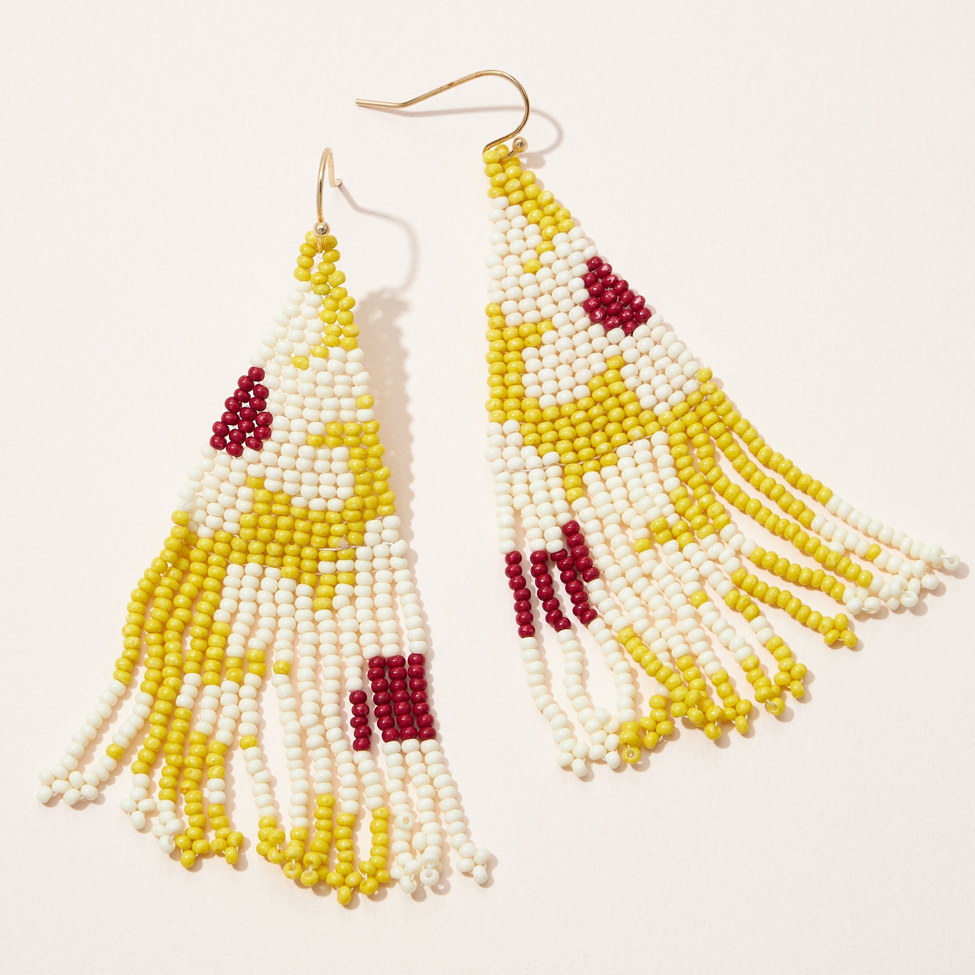 Flower Seed Bead Fringe Earrings