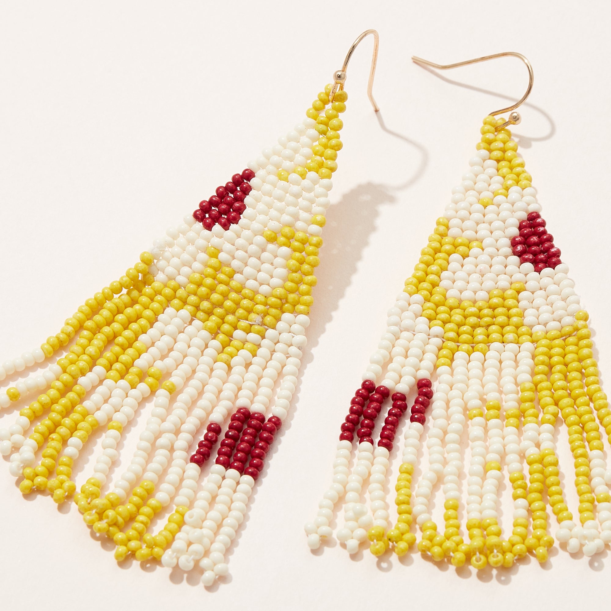 Flower Seed Bead Fringe Earrings