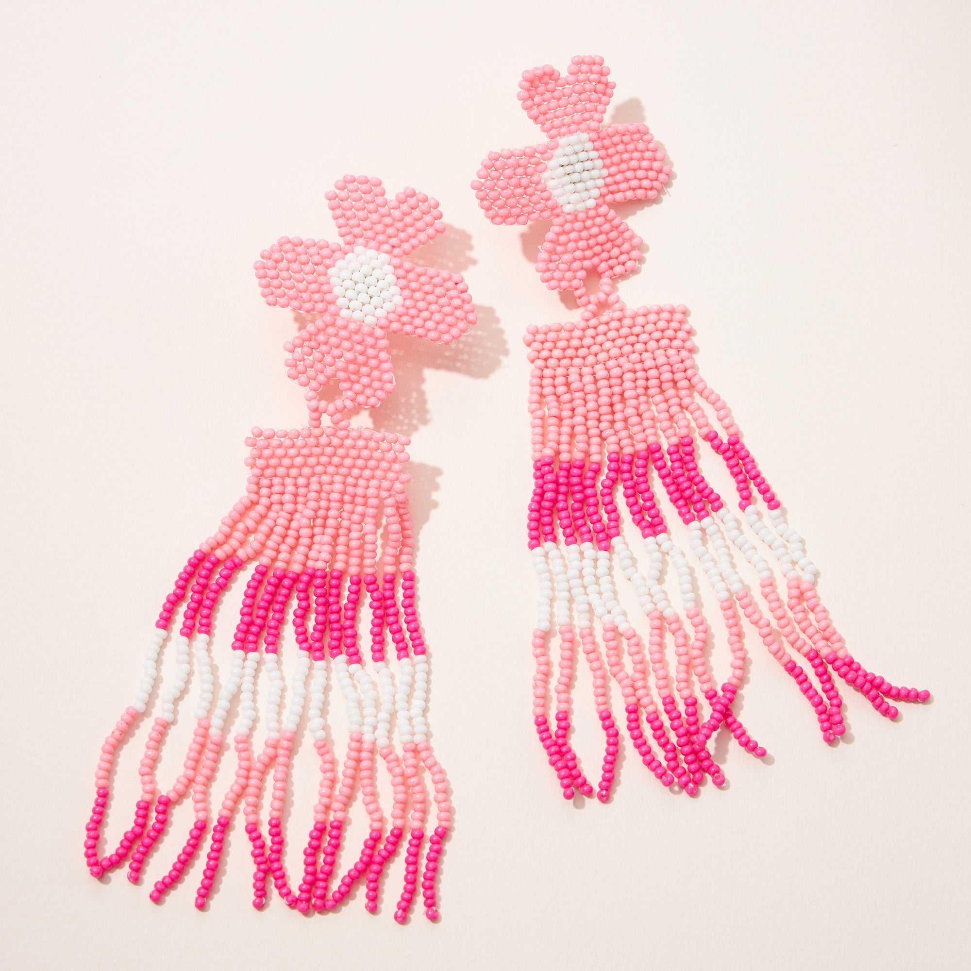 Flower Fringe Seed Bead Earrings