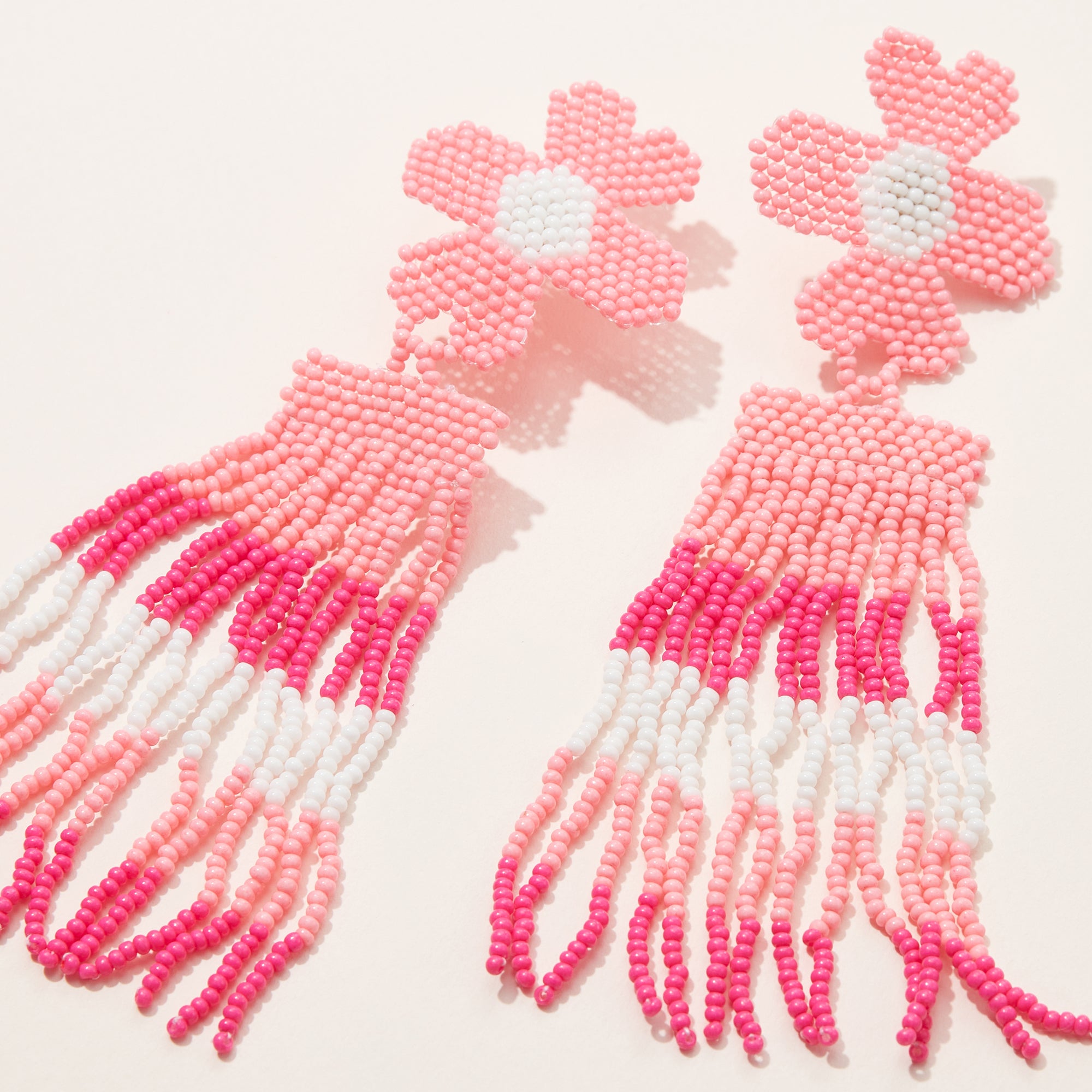 Flower Fringe Seed Bead Earrings
