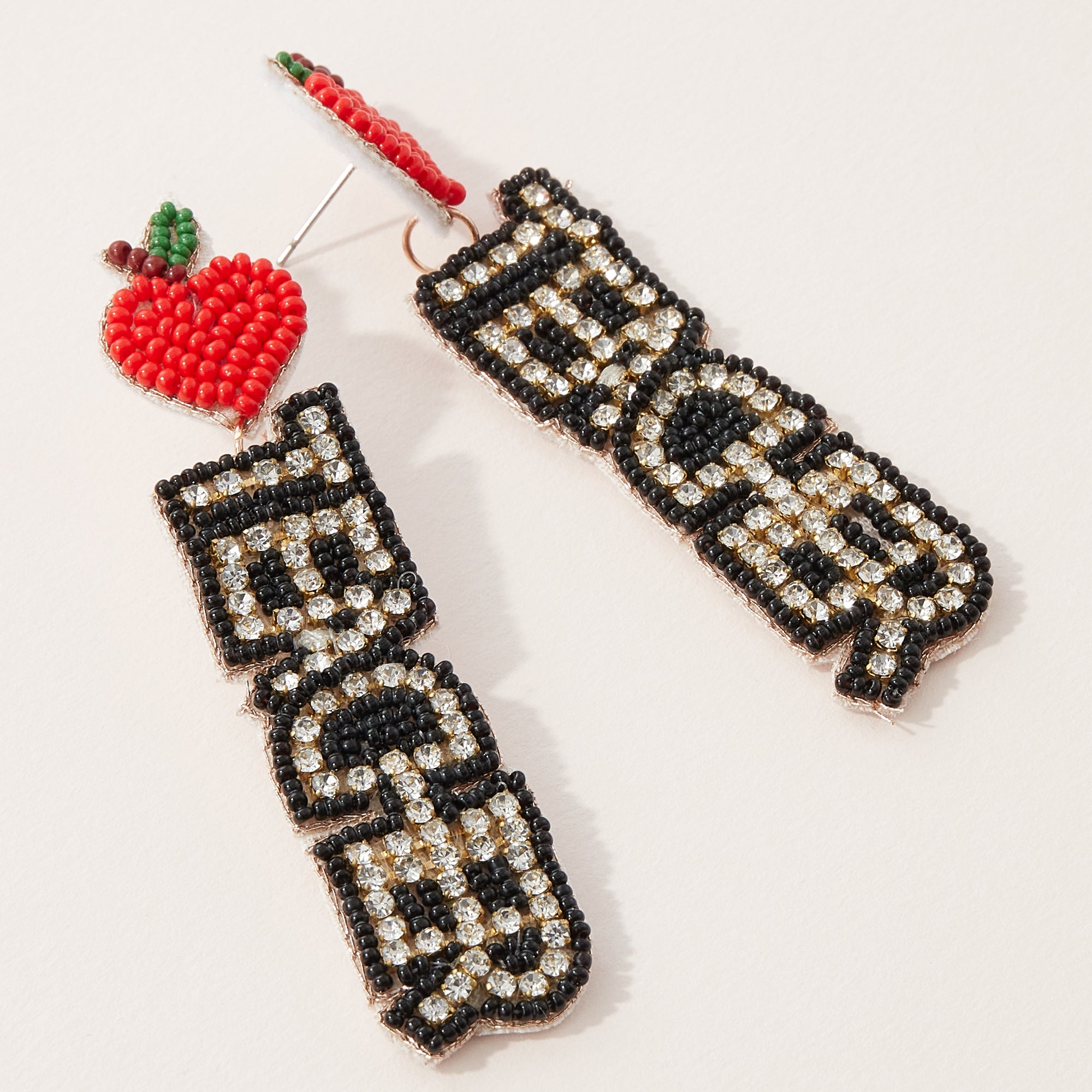 'Teacher' Rhinestone Seed Bead Earrings